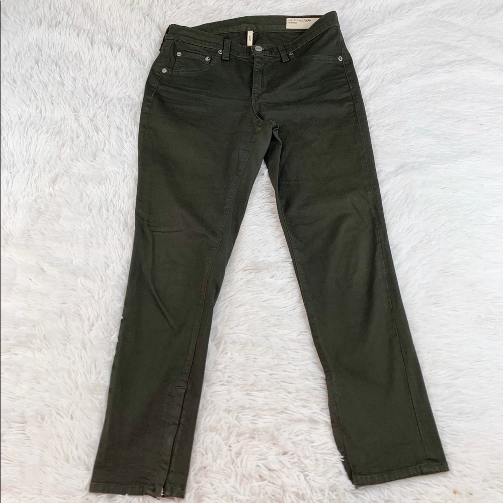 Rag & bone for Intermix mid rise‎ capri jeans dark olive green ankle zipper